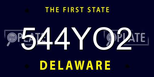 544YO2 Delaware License Plate