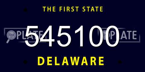 545100 Delaware License Plate