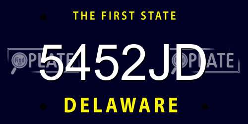 5452JD Delaware License Plate