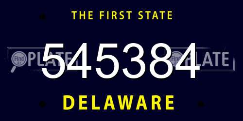 545384 Delaware License Plate