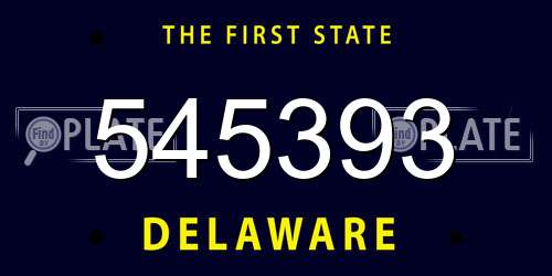 545393 Delaware License Plate