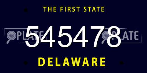 545478 Delaware License Plate