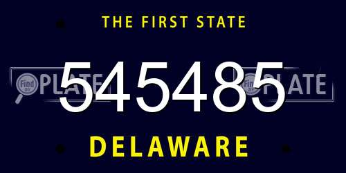 545485 Delaware License Plate