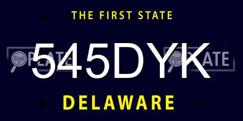 545DYK Delaware License Plate