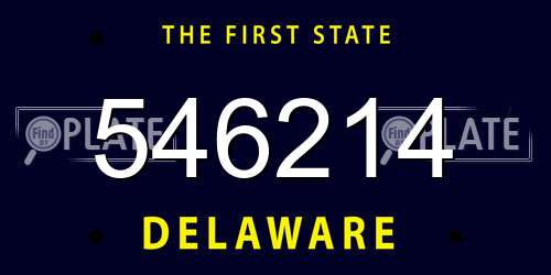 546214 Delaware License Plate