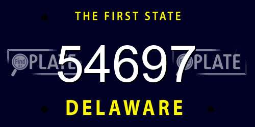 54697 Delaware License Plate