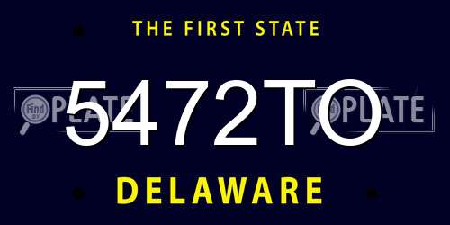 5472TO Delaware License Plate