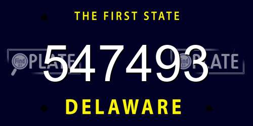 547493 Delaware License Plate