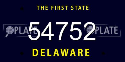 54752 Delaware License Plate