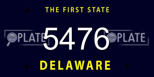 5476 Delaware License Plate