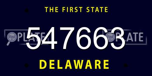 547663 Delaware License Plate