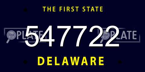 547722 Delaware License Plate