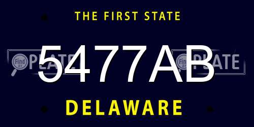 5477AB Delaware License Plate