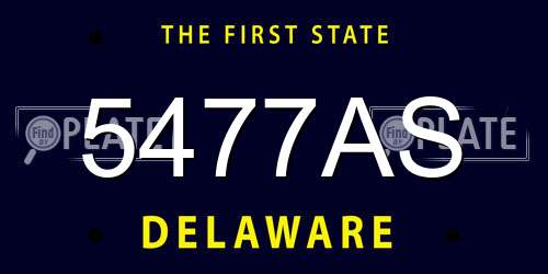 5477AS Delaware License Plate