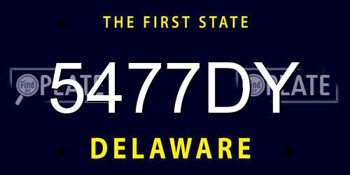5477DY Delaware License Plate