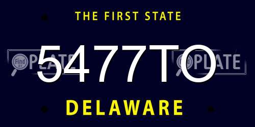 5477TO Delaware License Plate