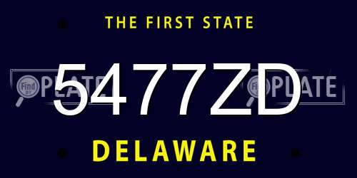 5477ZD Delaware License Plate