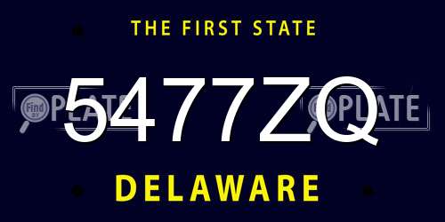 5477ZQ Delaware License Plate