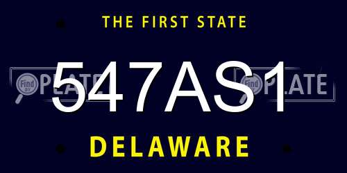547AS1 Delaware License Plate