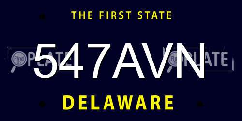 547AVN Delaware License Plate