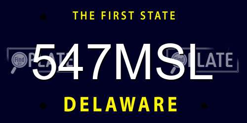 547MSL Delaware License Plate