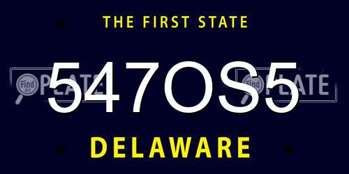547OS5 Delaware License Plate