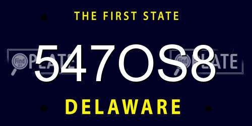 547OS8 Delaware License Plate