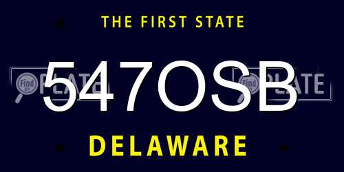 547OSB Delaware License Plate