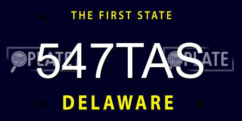 547TAS Delaware License Plate
