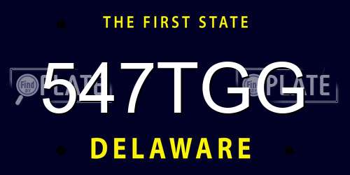 547TGG Delaware License Plate