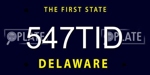 547TID Delaware License Plate