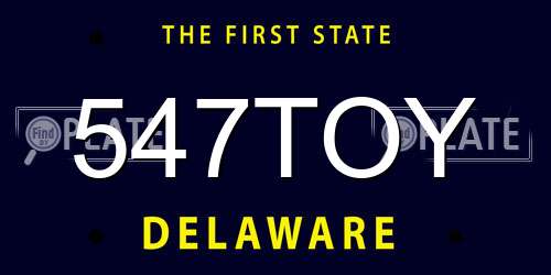 547TOY Delaware License Plate