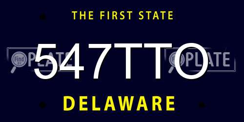 547TTO Delaware License Plate