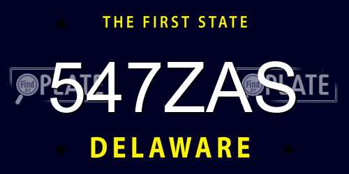 547ZAS Delaware License Plate