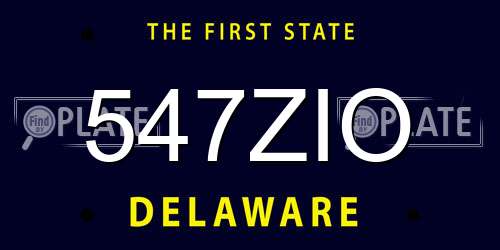 547ZIO Delaware License Plate