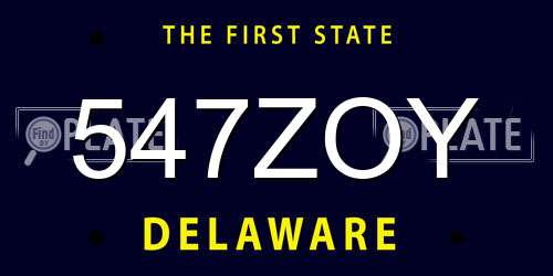 547ZOY Delaware License Plate