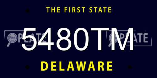 5480TM Delaware License Plate