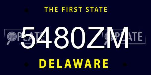 5480ZM Delaware License Plate