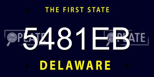 5481EB Delaware License Plate