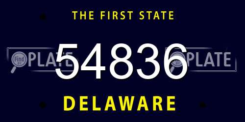 54836 Delaware License Plate