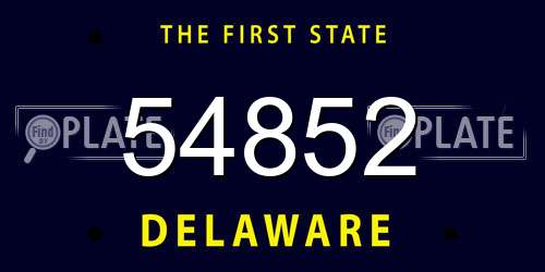 54852 Delaware License Plate