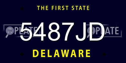 5487JD Delaware License Plate
