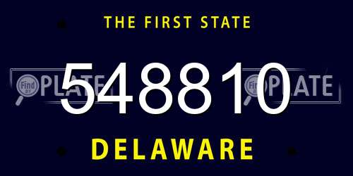 548810 Delaware License Plate