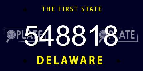 548818 Delaware License Plate