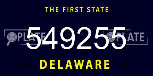 549255 Delaware License Plate