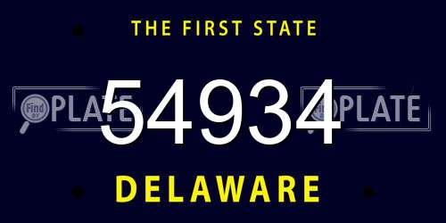 54934 Delaware License Plate