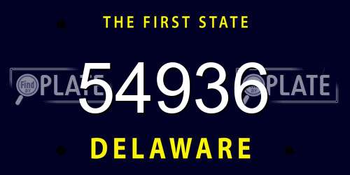 54936 Delaware License Plate
