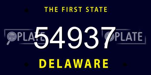 54937 Delaware License Plate