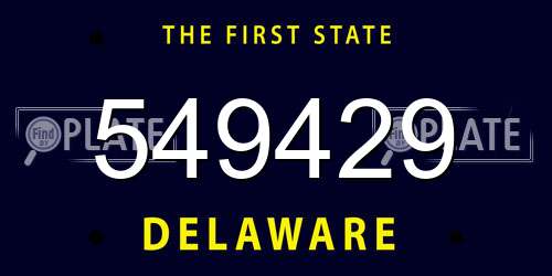 549429 Delaware License Plate