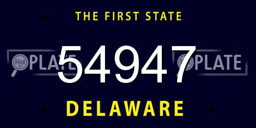 54947 Delaware License Plate